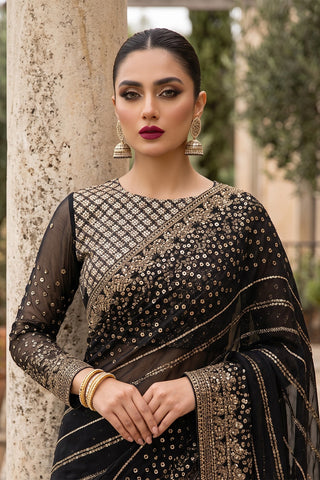 CHIFFON SAREE - ZCP-07 - BLACK