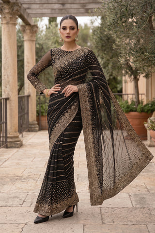 CHIFFON SAREE - ZCP-07 - BLACK