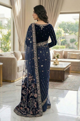 VELVET SAREE -V-03 - BLUE