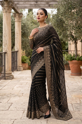 CHIFFON SAREE - ZCP-07 - BLACK